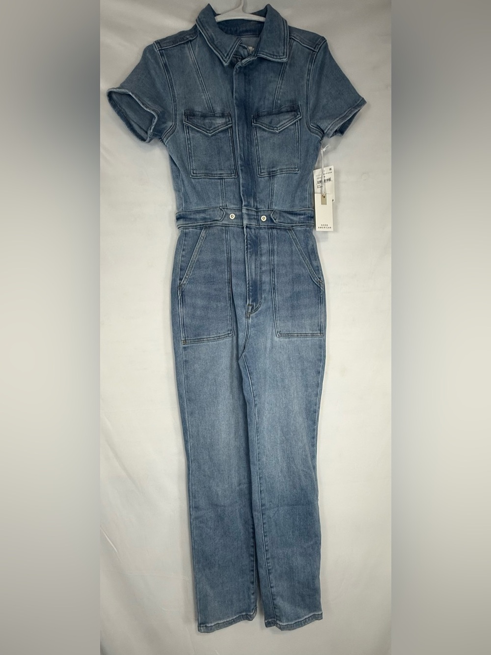 Good American Light Blue Denim Jumpsuit